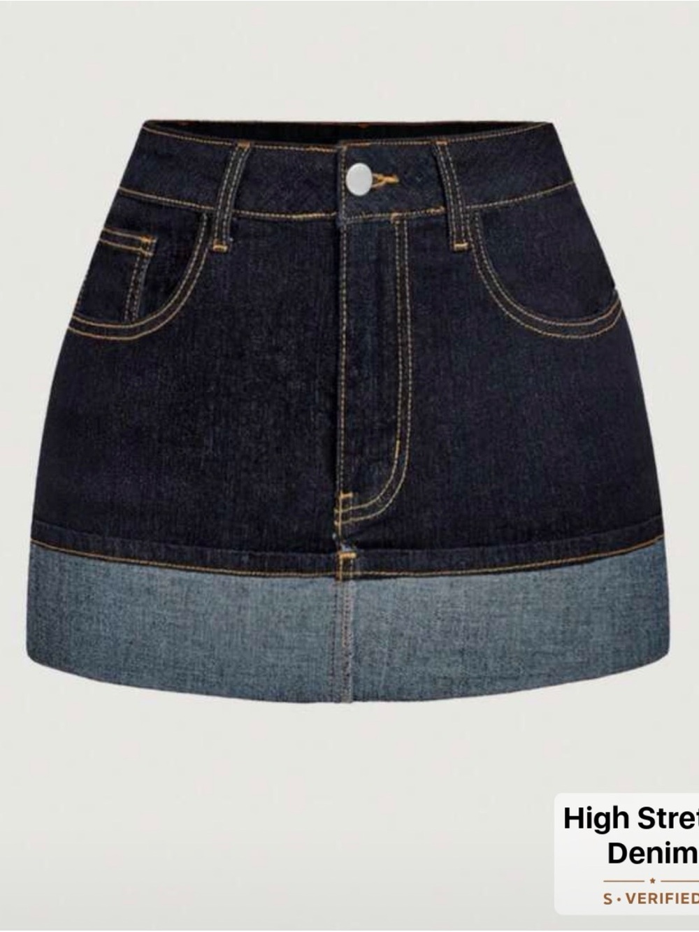 Modcloth Two-Tone Denim Mini Skirt in Dark and Light Blue